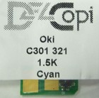 Чип OKI COLOR C301/321, cyan, DelCopi Код товара 17870